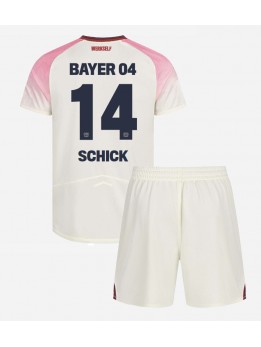 Billige Bayer Leverkusen Patrik Schick #14 Bortedraktsett Barn 2025-26 Kortermet (+ Korte bukser)